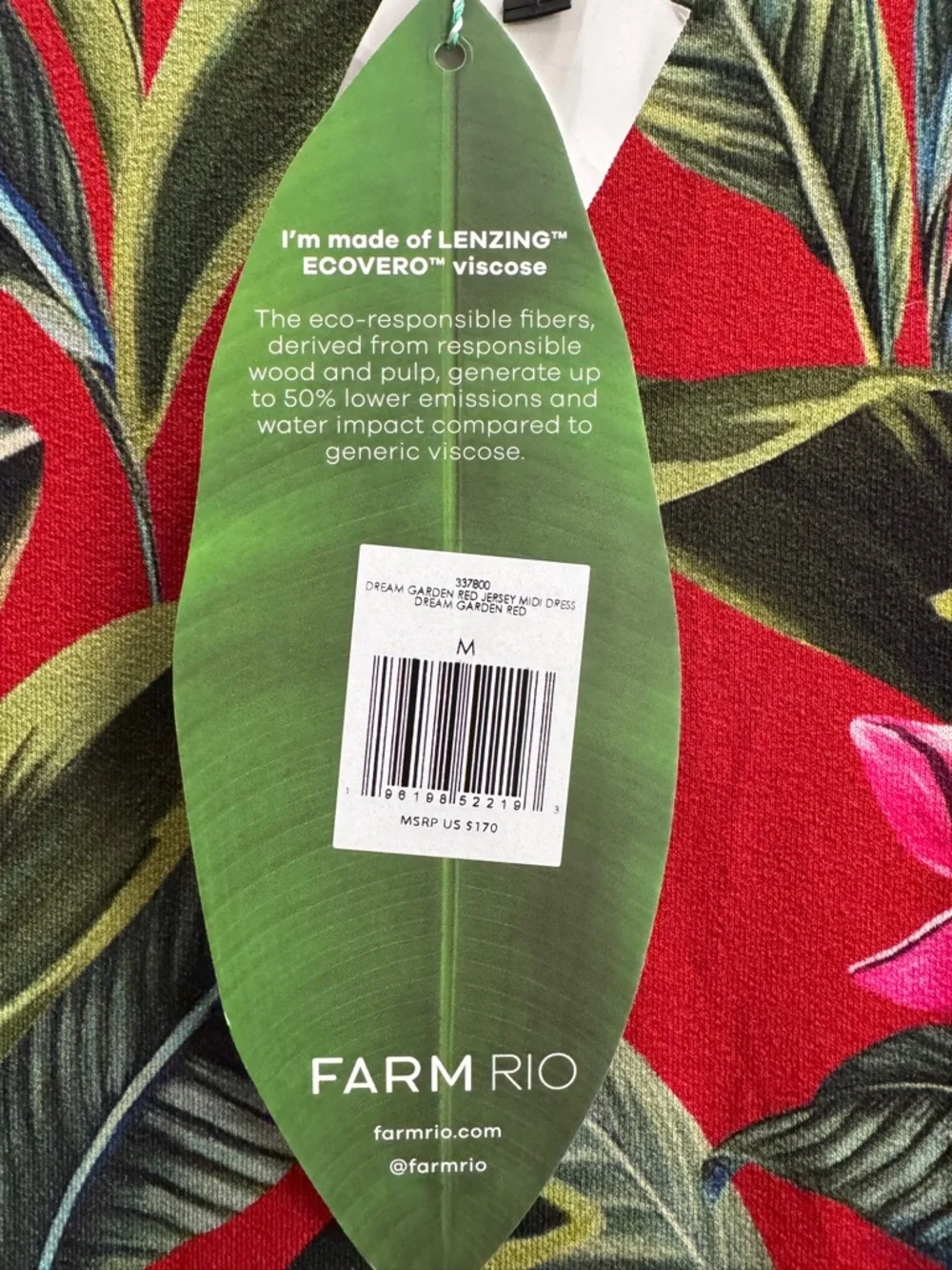 FARM Rio Tropical-Print Midi Dress 3/4 Sleeve NWT - Picture 8 of 10